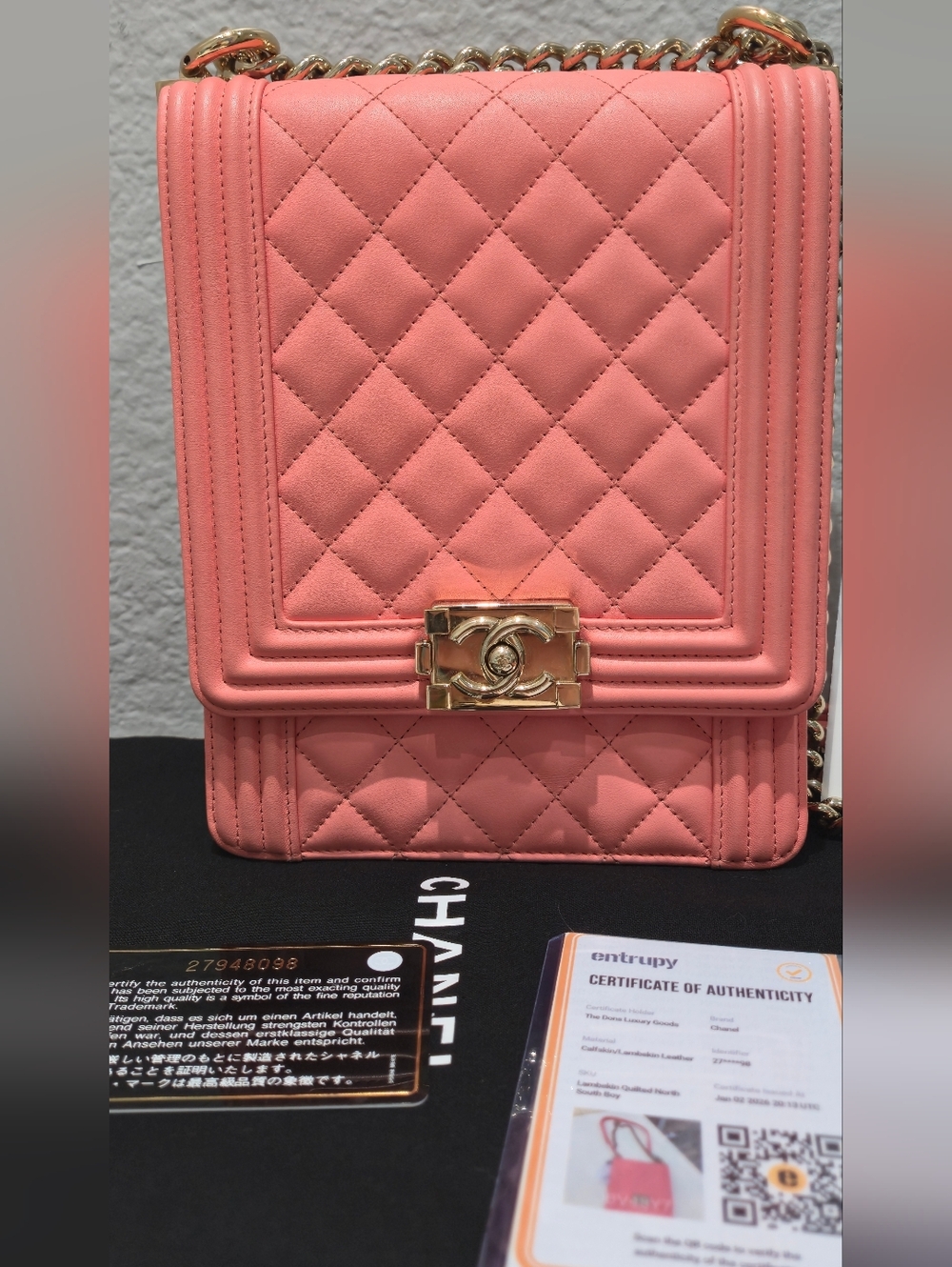 CHANEL Norrh South Boy With Champagne Gold Hardware